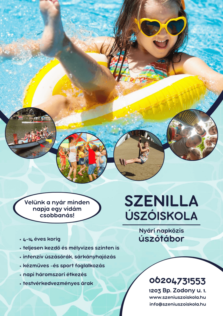 szenilla úszóiskola nyári napközis úszótábor 2026.